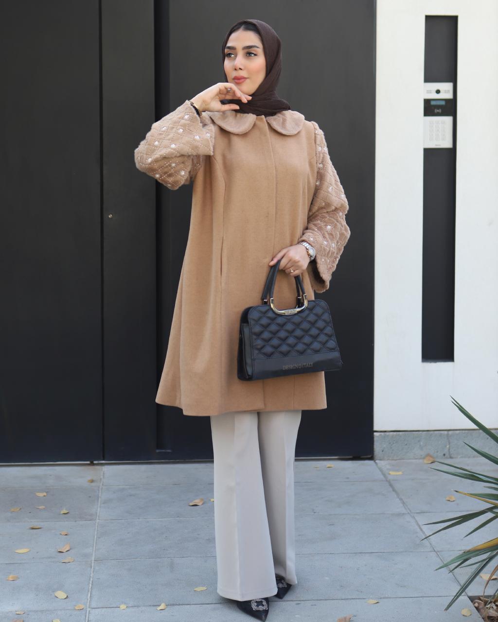 کت فوتر مجلسی زنانه قهوه ای روشن